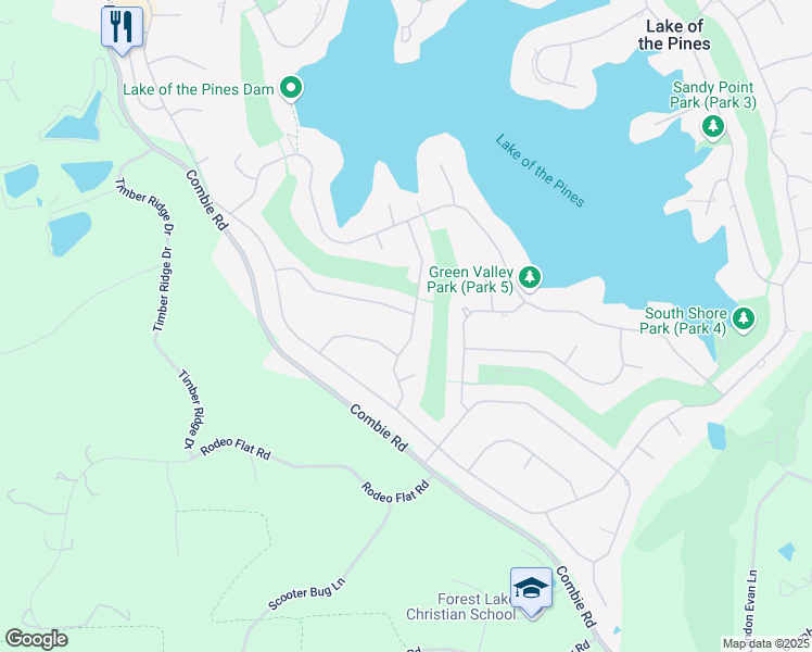 map of restaurants, bars, coffee shops, grocery stores, and more near 24110 Oakmont Way in Auburn