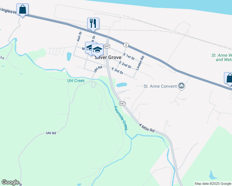 map of restaurants, bars, coffee shops, grocery stores, and more near 5247 4 Mile Road in Melbourne