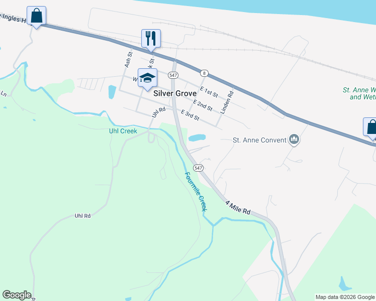 map of restaurants, bars, coffee shops, grocery stores, and more near 5247 4 Mile Road in Melbourne