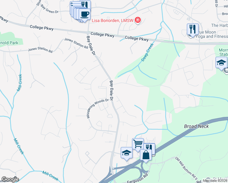 map of restaurants, bars, coffee shops, grocery stores, and more near 221 Bay Dale Dr in Annapolis