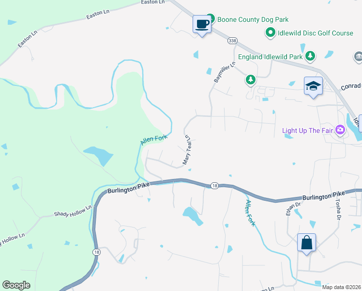 map of restaurants, bars, coffee shops, grocery stores, and more near 6130 Wayside Springs Court in Burlington