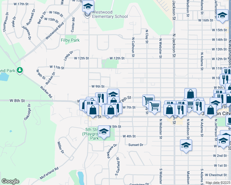 map of restaurants, bars, coffee shops, grocery stores, and more near 826 North Garfield Street in Junction City
