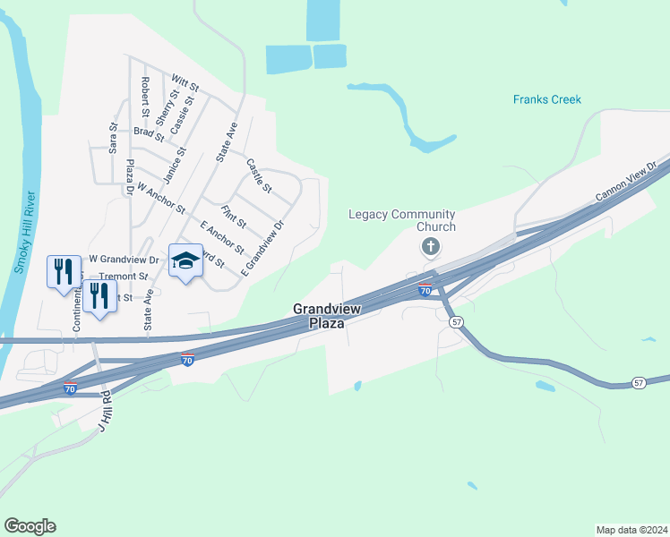 map of restaurants, bars, coffee shops, grocery stores, and more near 308 East Flint Hills Boulevard in Junction City