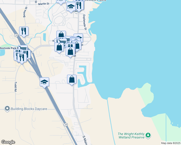 map of restaurants, bars, coffee shops, grocery stores, and more near 1800 South Main Street in Lakeport