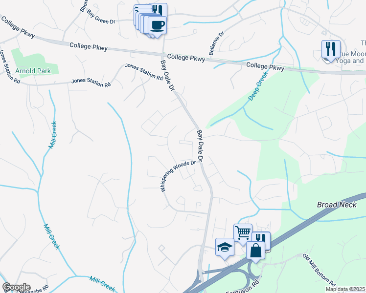 map of restaurants, bars, coffee shops, grocery stores, and more near 1566 Lodge Pole Court in Annapolis