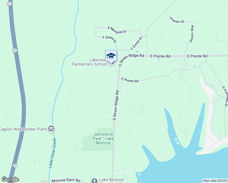 map of restaurants, bars, coffee shops, grocery stores, and more near 9094 South Strain Ridge Road in Bloomington
