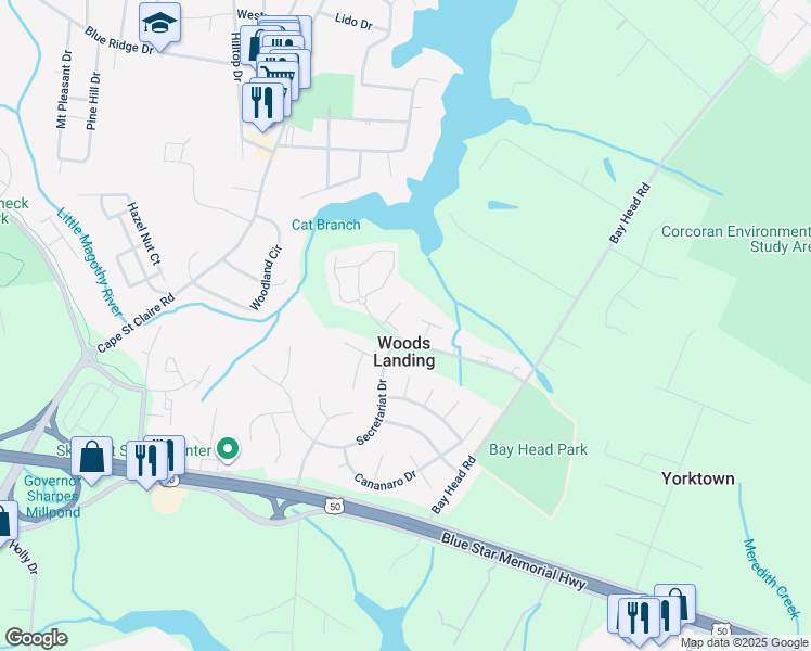 map of restaurants, bars, coffee shops, grocery stores, and more near 460 Crane's Roost Court in Annapolis