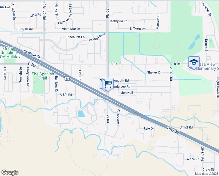 map of restaurants, bars, coffee shops, grocery stores, and more near 2904 Ronda Lee Road in Grand Junction