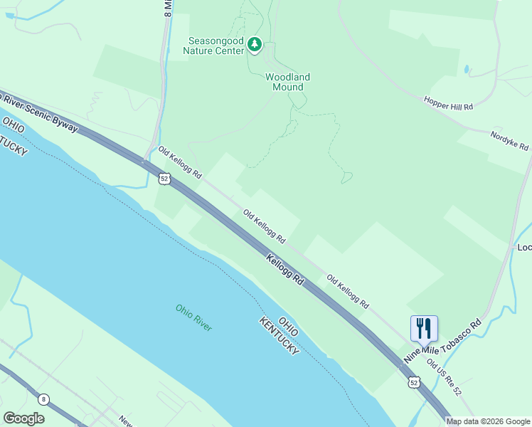 map of restaurants, bars, coffee shops, grocery stores, and more near 8426 Old Kellogg Road in Cincinnati