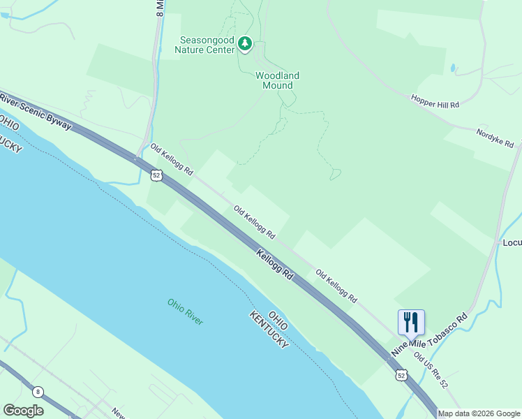 map of restaurants, bars, coffee shops, grocery stores, and more near 8426 Old Kellogg Road in Cincinnati