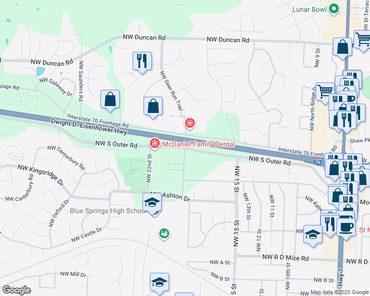 map of restaurants, bars, coffee shops, grocery stores, and more near Northwest R D Mize Road in LAKE TAPWINGO