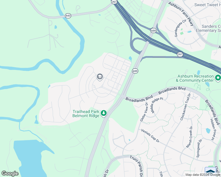 map of restaurants, bars, coffee shops, grocery stores, and more near 21161 Sugarview Drive in Ashburn