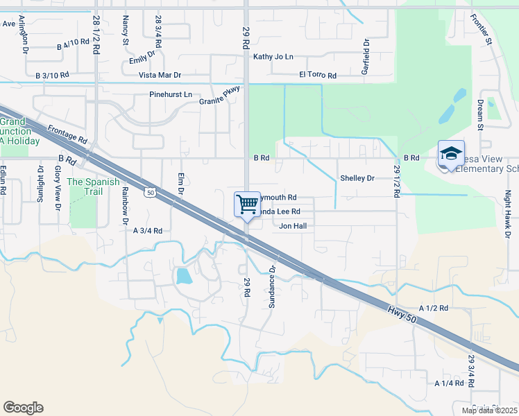 map of restaurants, bars, coffee shops, grocery stores, and more near 2904 Ronda Lee Road in Grand Junction