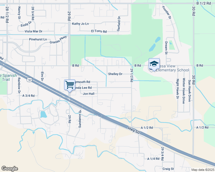 map of restaurants, bars, coffee shops, grocery stores, and more near 2930 Ronda Lee Road in Grand Junction