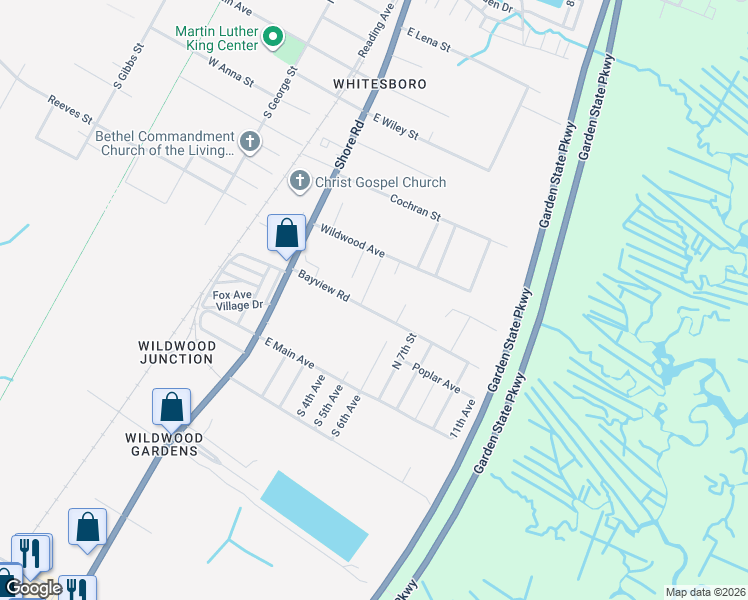 map of restaurants, bars, coffee shops, grocery stores, and more near 304 Bayview Road in Rio Grande