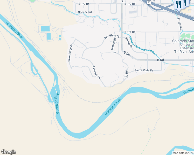 map of restaurants, bars, coffee shops, grocery stores, and more near 2675 Bangs Canyon Drive in Grand Junction
