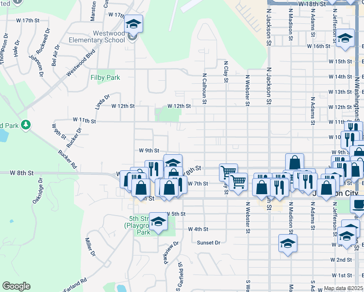 map of restaurants, bars, coffee shops, grocery stores, and more near 911 North Garfield Street in Junction City