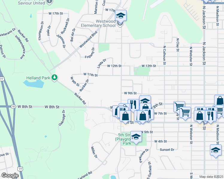map of restaurants, bars, coffee shops, grocery stores, and more near 900 Eisenhower Drive in Junction City