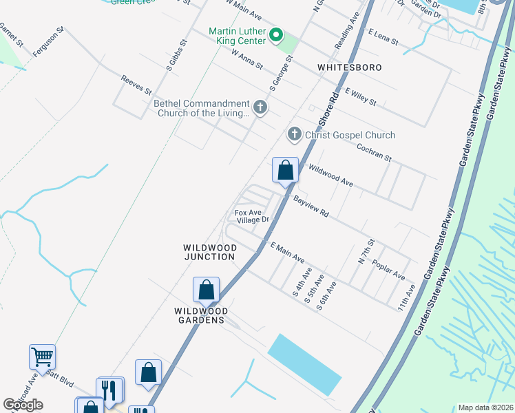 map of restaurants, bars, coffee shops, grocery stores, and more near 2503 Route 9 South in Cape May County