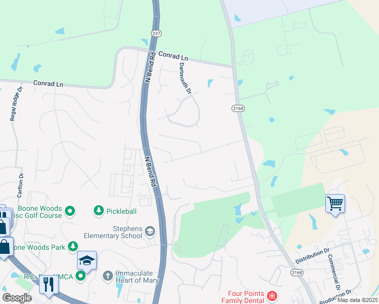 map of restaurants, bars, coffee shops, grocery stores, and more near 1785 Pioneer Boulevard in Burlington
