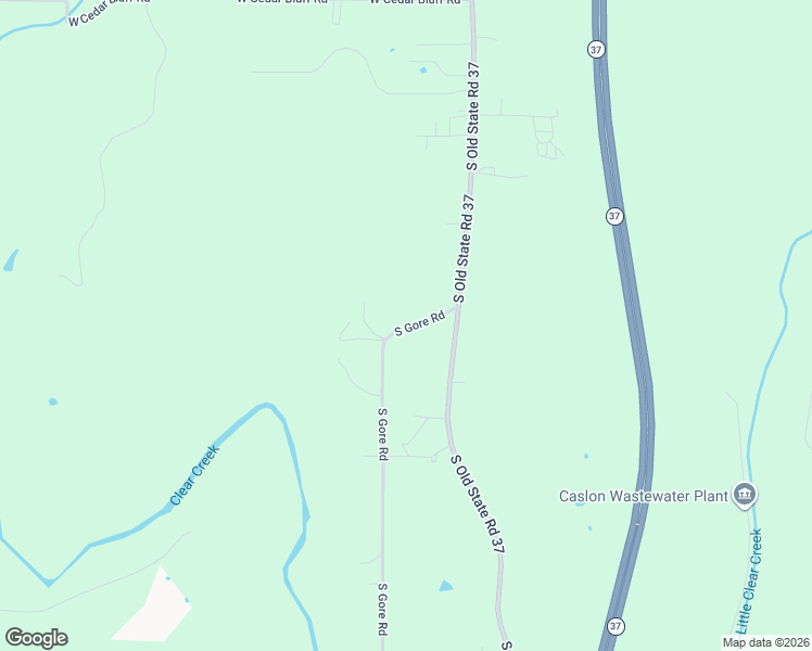 map of restaurants, bars, coffee shops, grocery stores, and more near 8577 South Gore Road in Bloomington