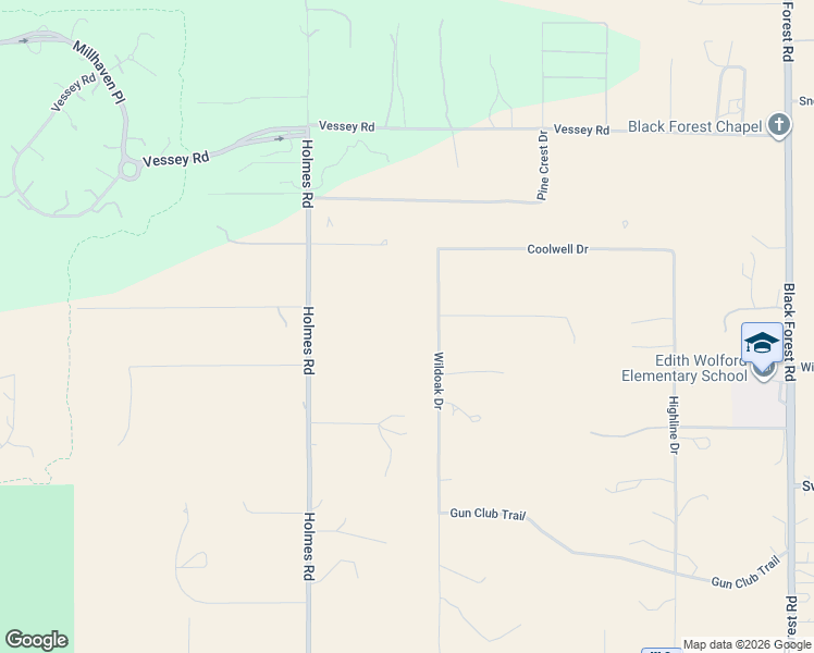 map of restaurants, bars, coffee shops, grocery stores, and more near 13780 Wildoak Drive in Colorado Springs