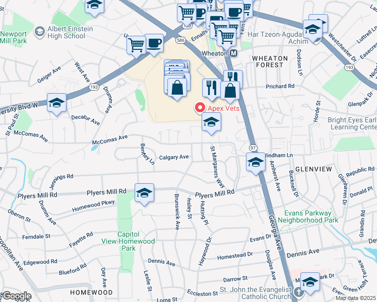map of restaurants, bars, coffee shops, grocery stores, and more near 10706 Brunswick Avenue in Kensington