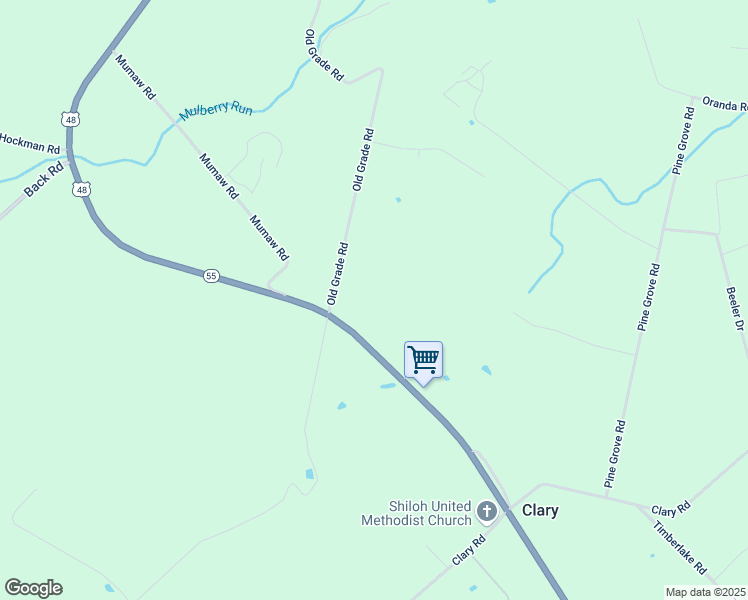 map of restaurants, bars, coffee shops, grocery stores, and more near 114 Old Grade Road in Strasburg