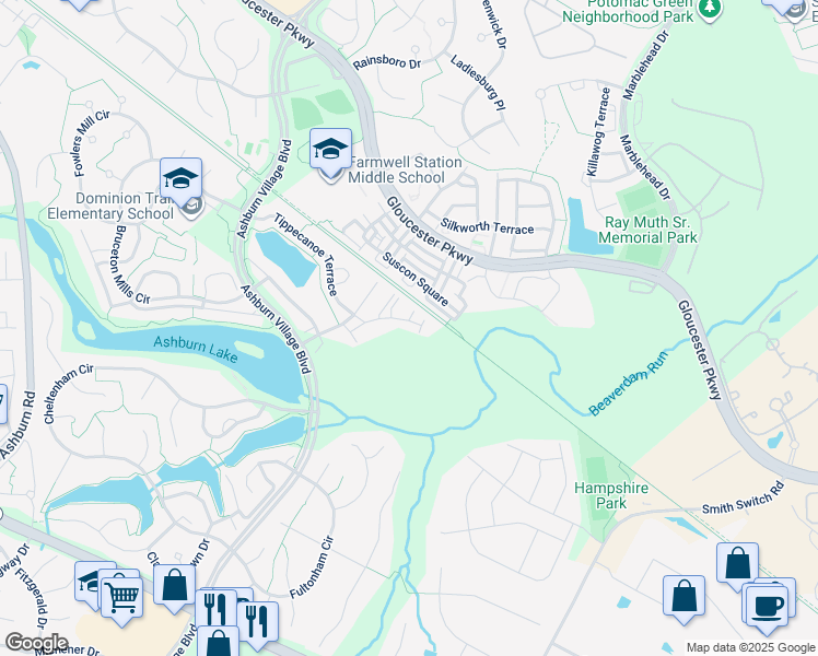 map of restaurants, bars, coffee shops, grocery stores, and more near 44257 Litchfield Terrace in Ashburn