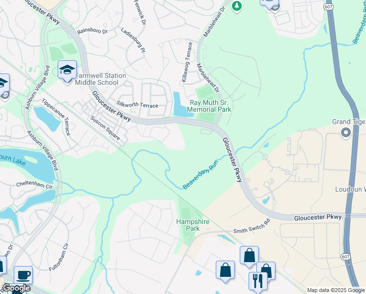 map of restaurants, bars, coffee shops, grocery stores, and more near 44470 Keller Square in Ashburn