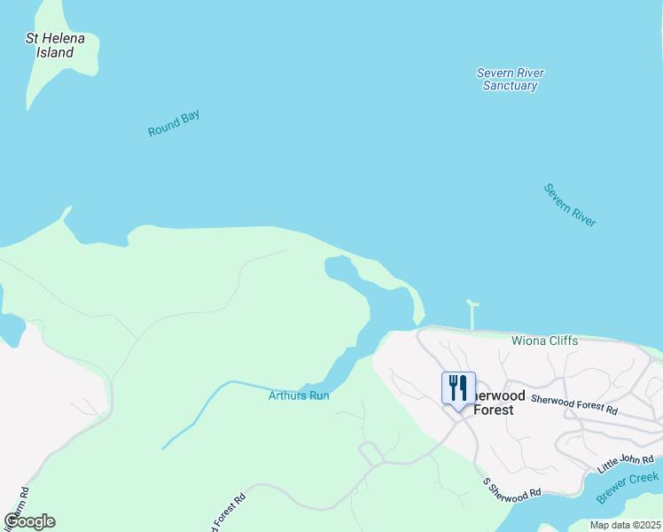 map of restaurants, bars, coffee shops, grocery stores, and more near in Sherwood Forest