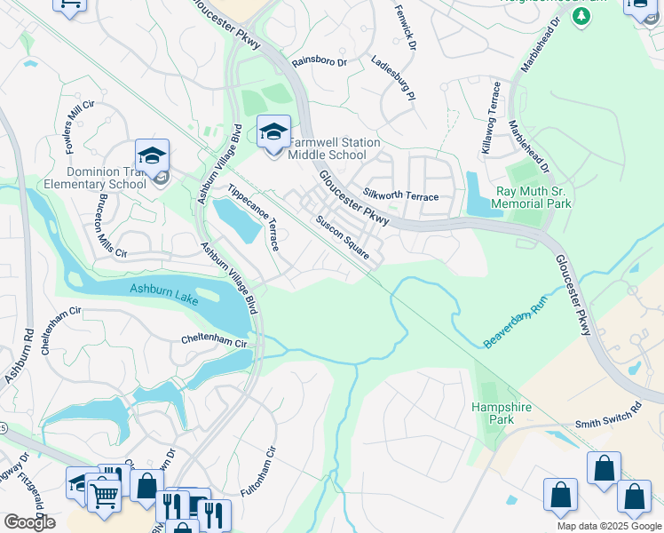 map of restaurants, bars, coffee shops, grocery stores, and more near 21087 Bitterroot Terrace in Ashburn
