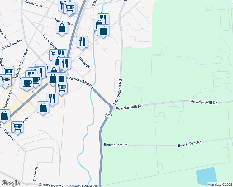 map of restaurants, bars, coffee shops, grocery stores, and more near 6205 Cody Ct in Beltsville