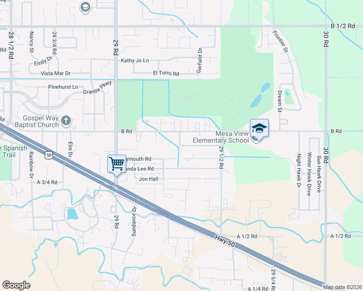 map of restaurants, bars, coffee shops, grocery stores, and more near 100 Shelley Drive in Grand Junction
