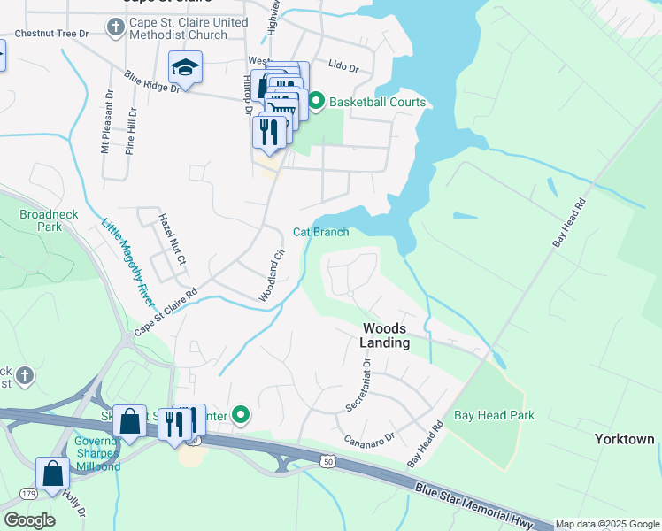 map of restaurants, bars, coffee shops, grocery stores, and more near 600 Snow Goose Lane in Annapolis