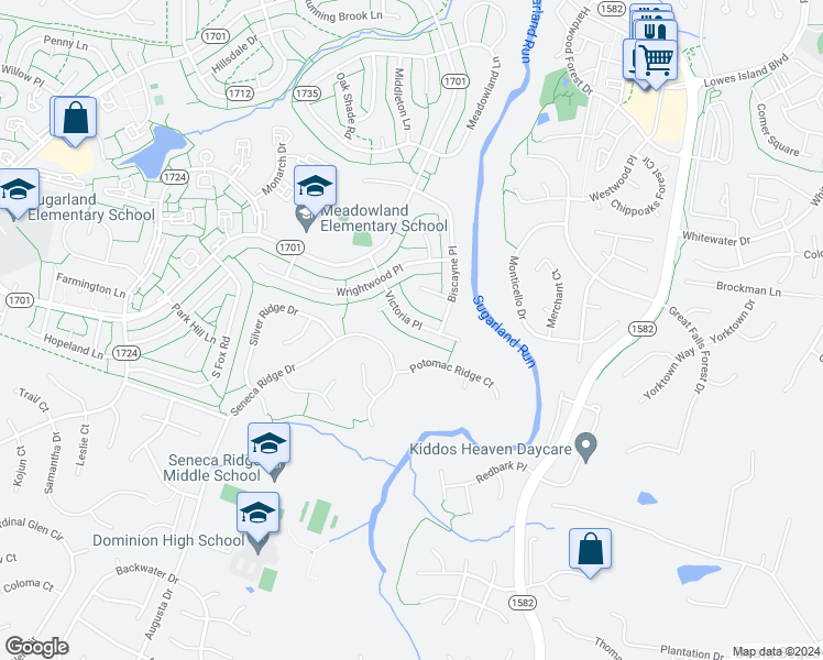 map of restaurants, bars, coffee shops, grocery stores, and more near 113 Victoria Place in Sterling