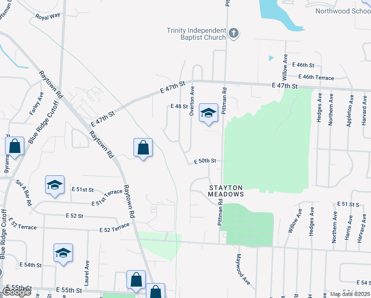 map of restaurants, bars, coffee shops, grocery stores, and more near 4928 Overton Avenue in Kansas City