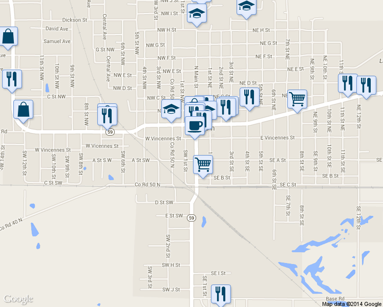 map of restaurants, bars, coffee shops, grocery stores, and more near 86 South Main Street in Linton