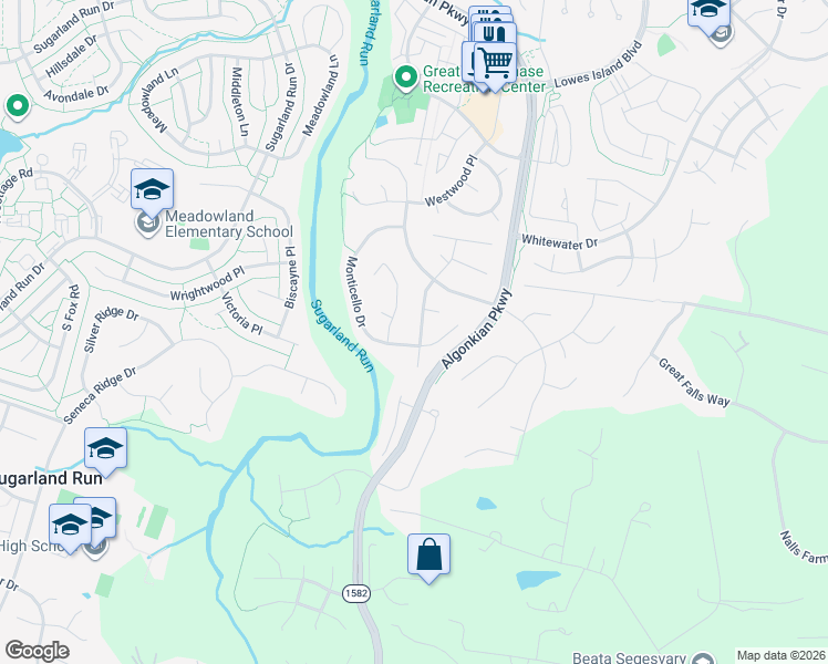 map of restaurants, bars, coffee shops, grocery stores, and more near 10726 Sugar Meadow Drive in Great Falls