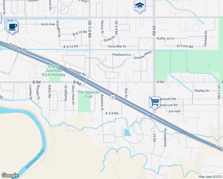 map of restaurants, bars, coffee shops, grocery stores, and more near 192 Tennessee Street in Grand Junction