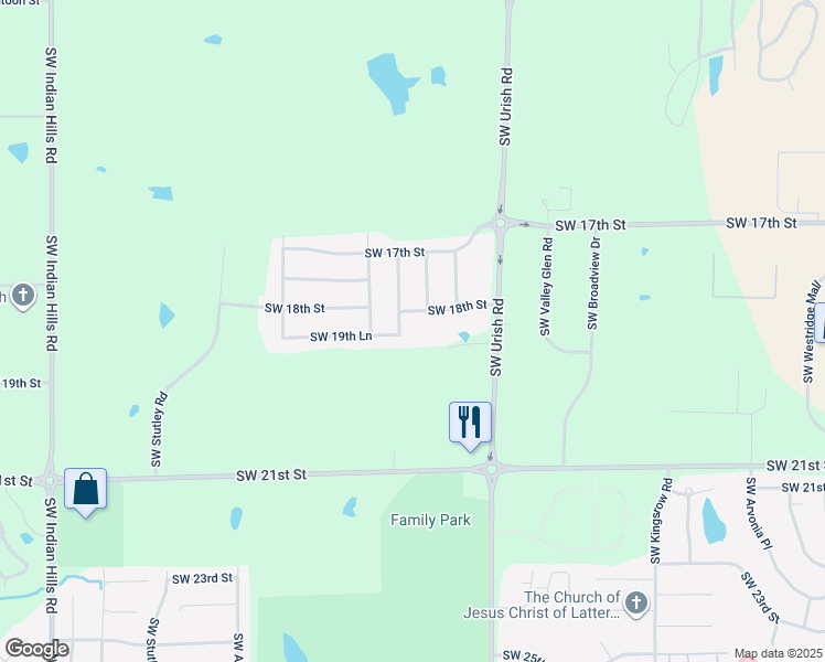 map of restaurants, bars, coffee shops, grocery stores, and more near 1830 Southwest Valley View Court in Topeka