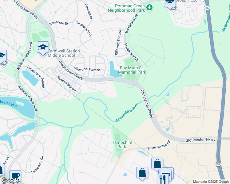 map of restaurants, bars, coffee shops, grocery stores, and more near 44450 Keller Square in Ashburn