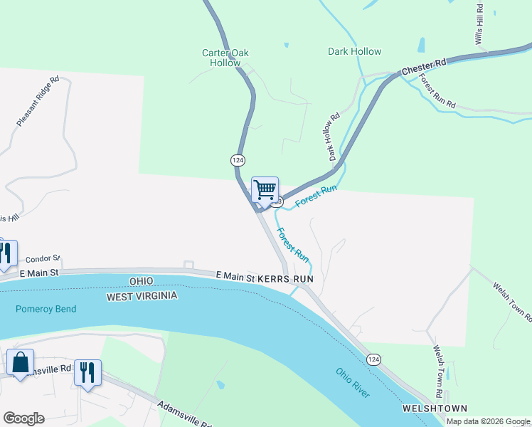 map of restaurants, bars, coffee shops, grocery stores, and more near 1547 Nye Avenue in Pomeroy
