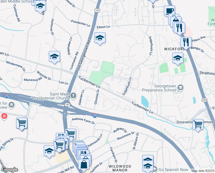 map of restaurants, bars, coffee shops, grocery stores, and more near 5914 Barbados Place in Rockville
