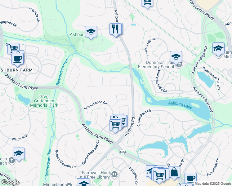 map of restaurants, bars, coffee shops, grocery stores, and more near 43778 Laburnum Square in Ashburn