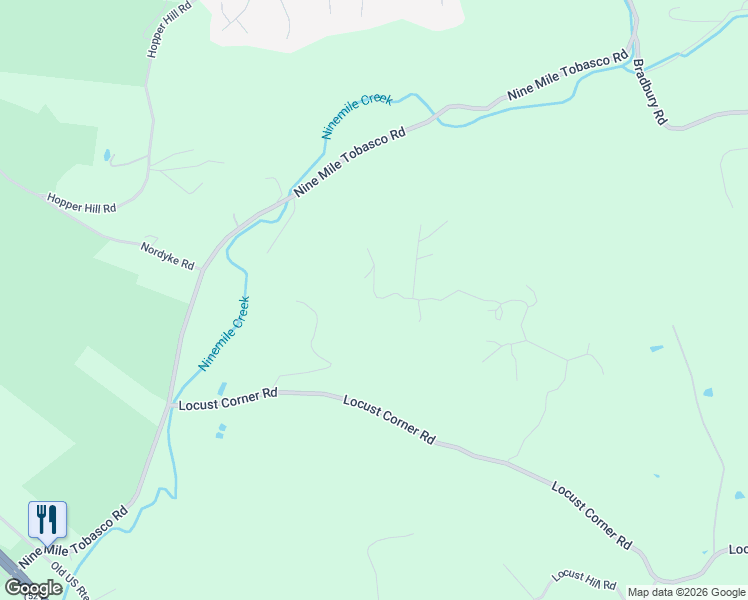 map of restaurants, bars, coffee shops, grocery stores, and more near 576 Locust Run Road in Cincinnati