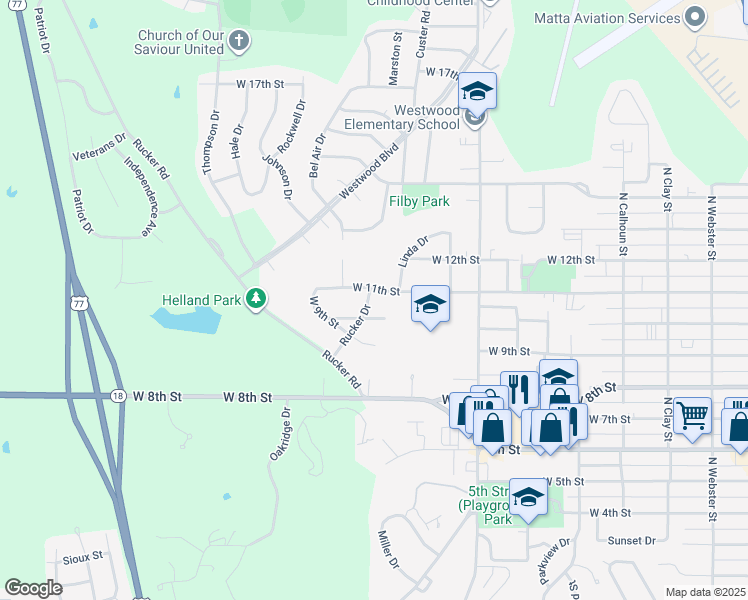map of restaurants, bars, coffee shops, grocery stores, and more near 1019 Rucker Drive in Junction City