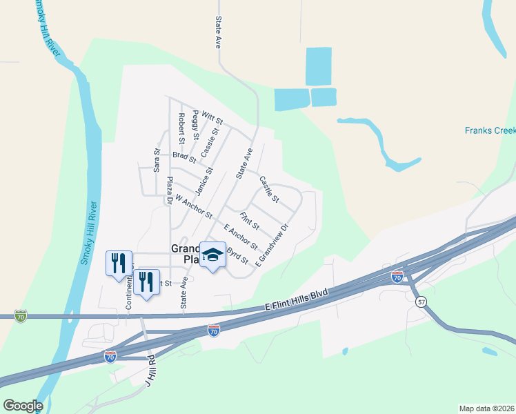 map of restaurants, bars, coffee shops, grocery stores, and more near 116 Belmont Street in Junction City