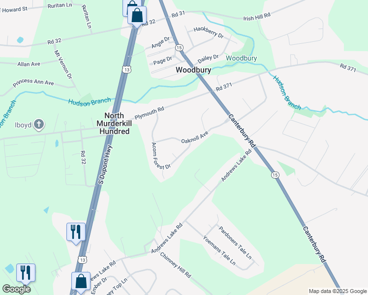 map of restaurants, bars, coffee shops, grocery stores, and more near 447 Acorn Forest Drive in Felton
