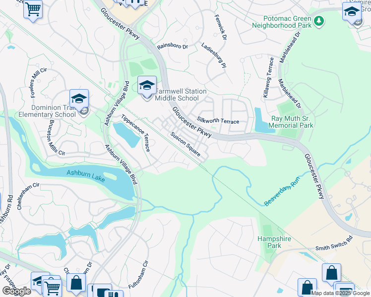 map of restaurants, bars, coffee shops, grocery stores, and more near 44259 Sonora Lane in Ashburn
